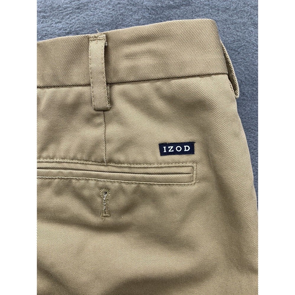 IZOD American Chino Pants Mens 32X32 Khaki Straight Fit Flat Front Pockets - Picture 12 of 16